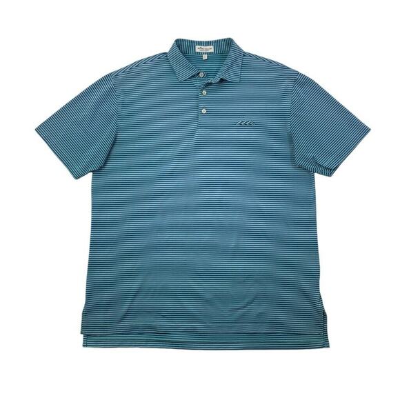 Peter Millar Polo Shirt Mens L Large Azure Blue Grace Stripe Summer Comfort Golf - Picture 1 of 10
